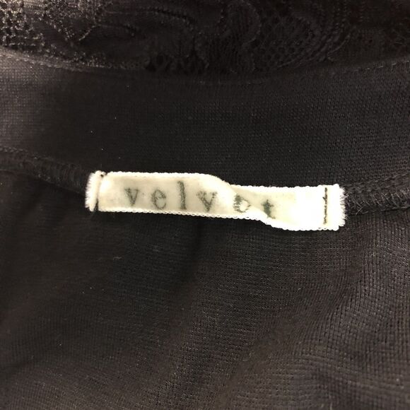 Velvet Brand Black Shrug with Lace Overlay Half Sleeve Bolero Jacket Sz Medium - Picture 10 of 11